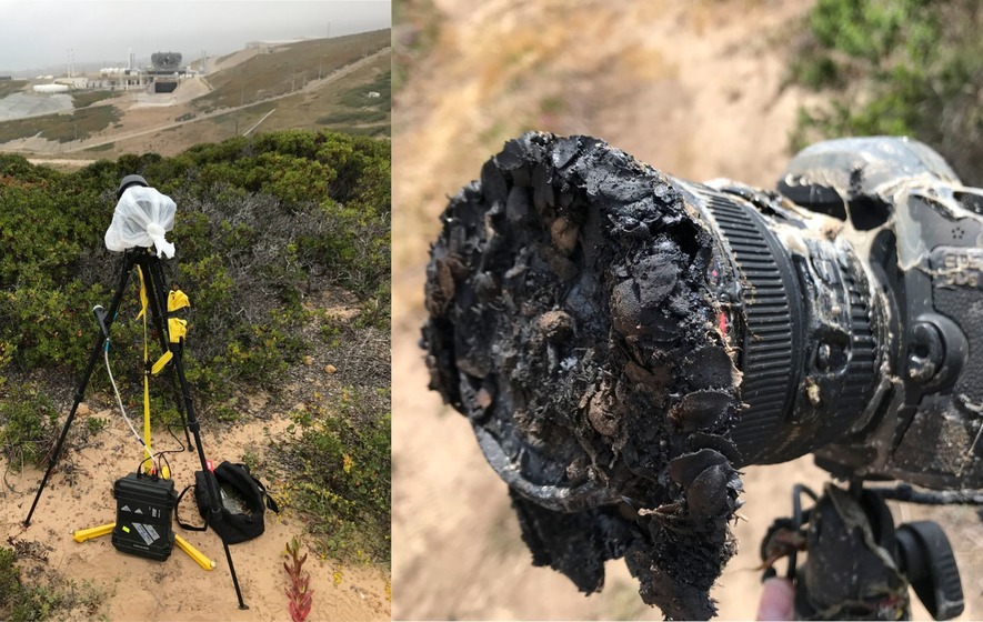 NASA Camera Melts in a Brush fire at the Spacex Rocket Launch